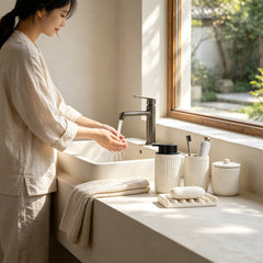 BosilunLife Pockmark Foaming Bathroom Set 4-Piece Recycled Eco-Clay-2