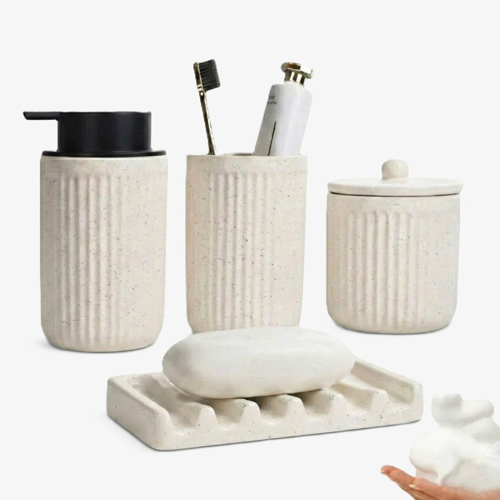 BosilunLife Pockmark Foaming Bathroom Set 4-Piece Recycled Eco-Clay-0
