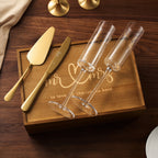 Wedding, Bridal Mr & Mrs Champagne Flutes Gift | Set of 2 (Gold)