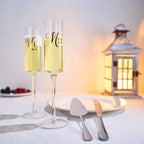 Wedding, Bridal Mr & Mrs Champagne Flutes Gift | Set of 2 (Silver)-4