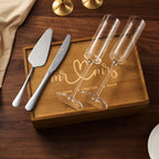 Wedding, Bridal Mr & Mrs Champagne Flutes Gift | Set of 2 (Silver)-1