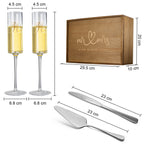 Wedding, Bridal Mr & Mrs Champagne Flutes Gift | Set of 2 (Silver)-3