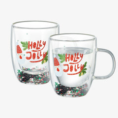 Christmas Glass Coffee Mug Set of 2 Mugs-0