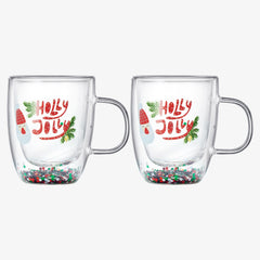 Christmas Glass Coffee Mug Set of 2 Mugs-4