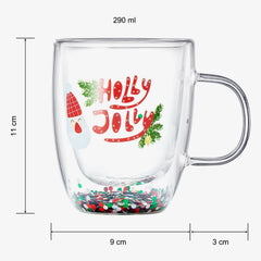 Christmas Glass Coffee Mug Set of 2 Mugs-1