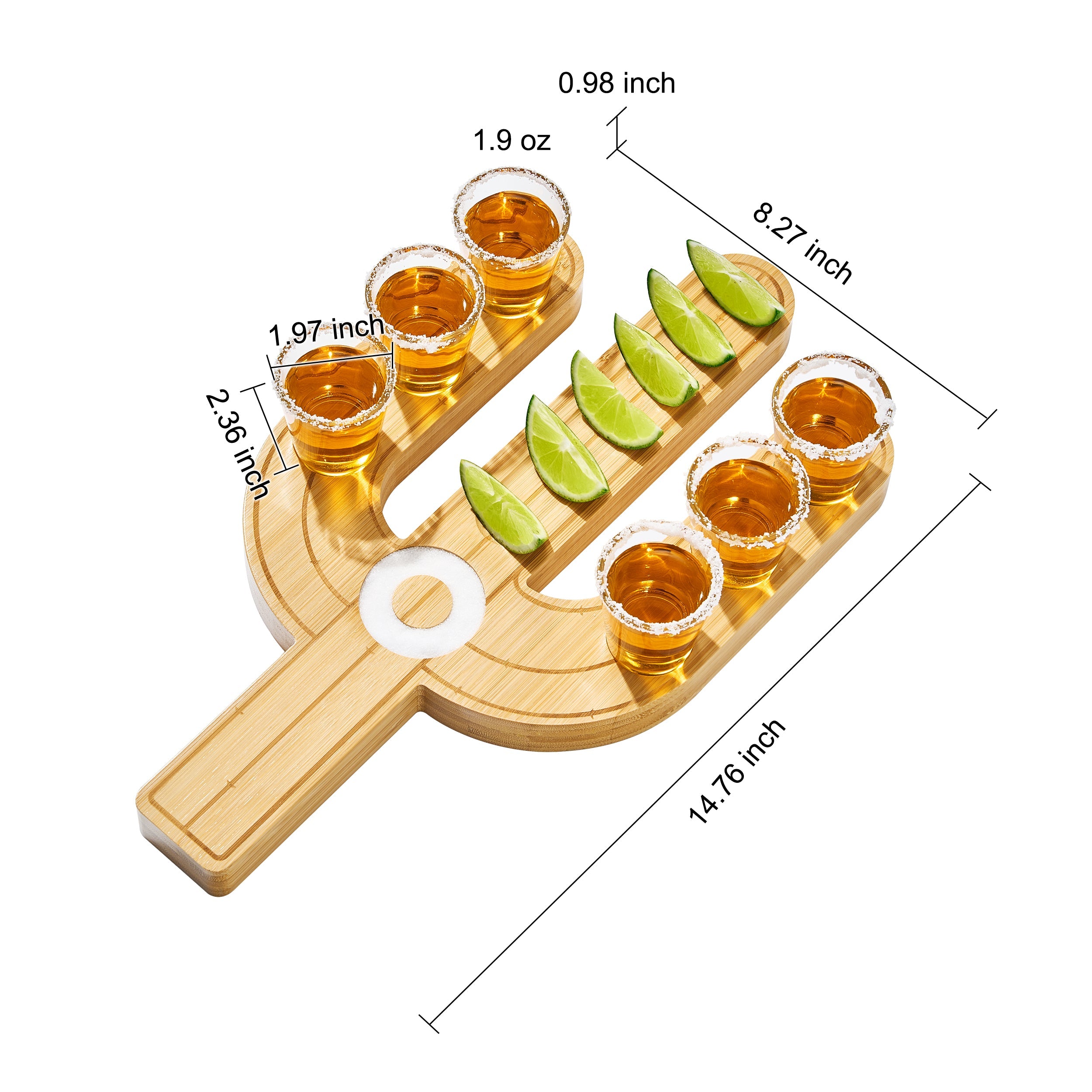 Cactus Tequila Tray & Shot Glasses Set - Tequila Gifts & Mexican Gifts-2