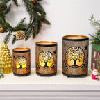 7" H Etched Metal Candle Holder Christmas Decorations Lantern-4