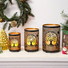 7" H Etched Metal Candle Holder Christmas Decorations Lantern-4