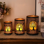 7" H Etched Metal Candle Holder Christmas Decorations Lantern-0