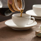 Artisan White Coffee Cup & Ceramics Set with Brushed Texture – Elegant Everyday Tableware-3