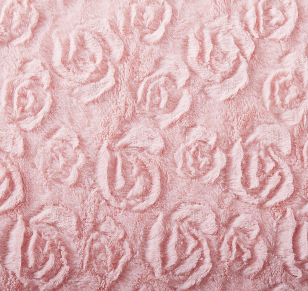 DaDa Bedding Rosey Pastel Blossom Pink Faux Fur Euro Throw Pillow Cover (171752)-1