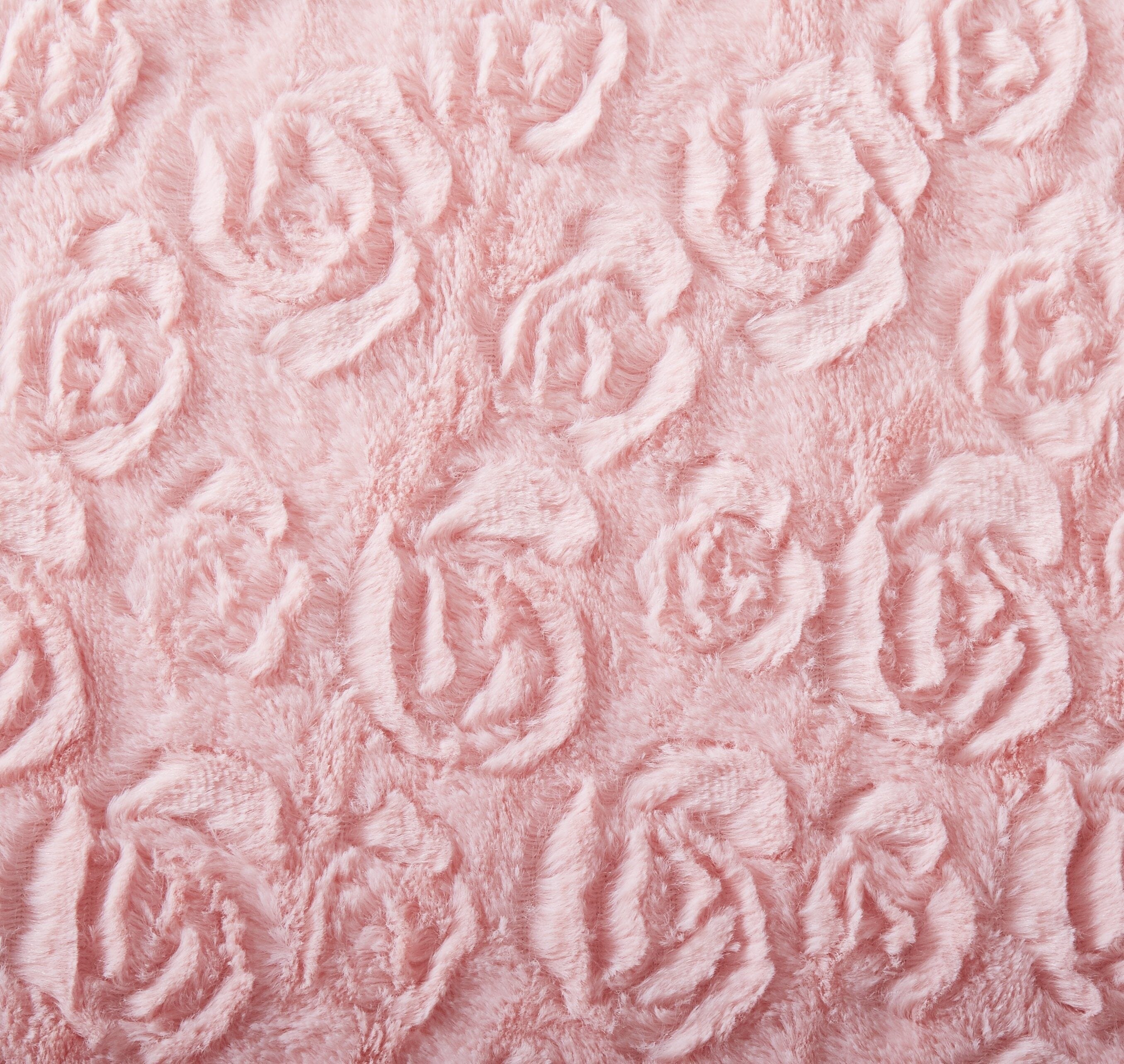DaDa Bedding Rosey Pastel Blossom Pink Faux Fur Euro Throw Pillow Cover (171752)-1