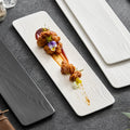 Ceramic Rectangular Sushi & Dessert Plate – Water-Pattern Tray in Black or White, 3 Sizes-0