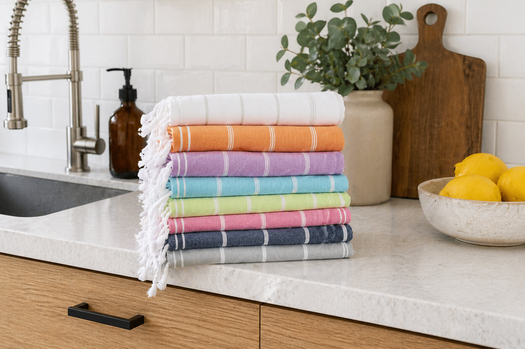 Monaco Turkish Cotton Hand Towel – Lightweight Quick Dry Bathroom, Kitchen & Travel Towel, Luxury Organic Turkish Towel