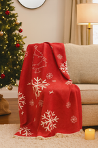Christmas Reindeer Snowflake Turkish Cotton Throw Blanket 56×72 – Soft Organic Holiday Decor Gift-1