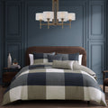 Bebejan Checkered Navy Tan 5 Piece Reversible Comforter Set
