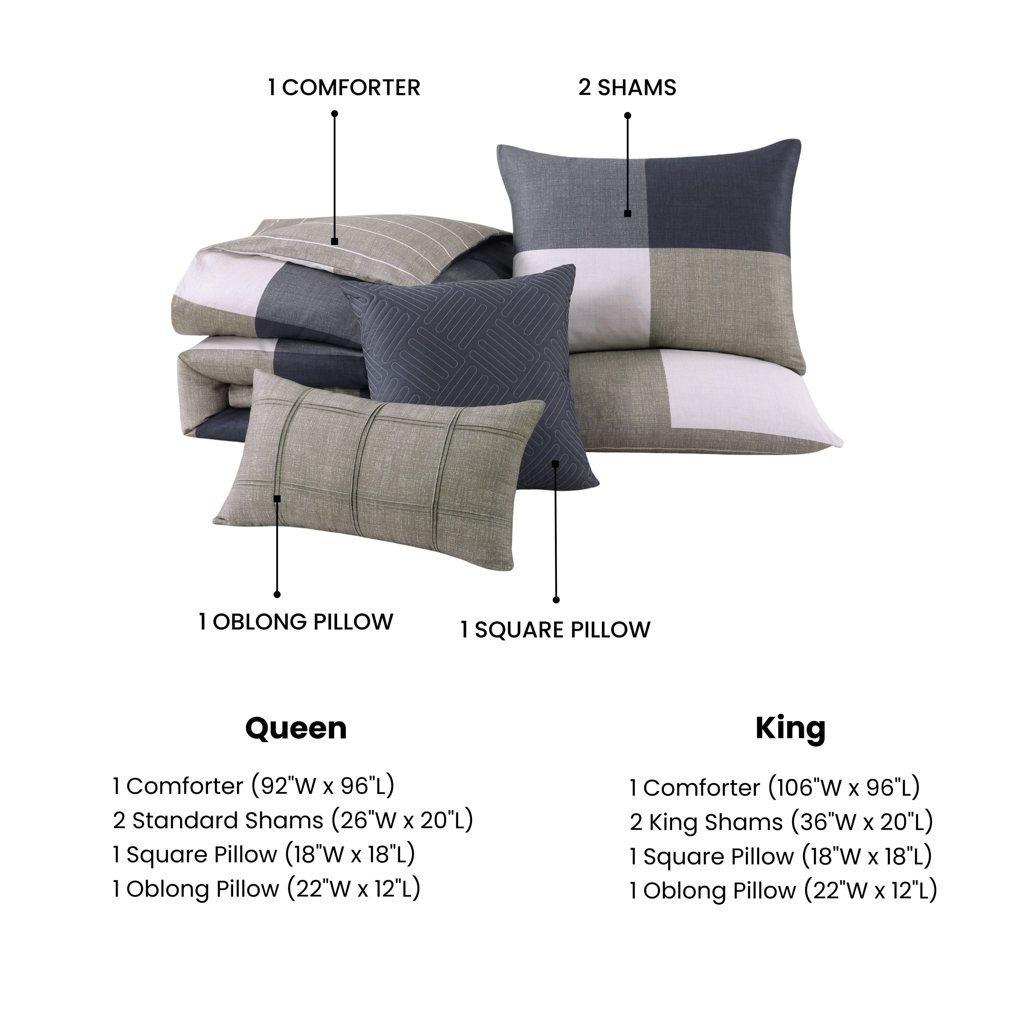 Bebejan Checkered Navy Tan 5 Piece Reversible Comforter Set