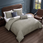 Bebejan Checkered Navy Tan 5 Piece Reversible Comforter Set