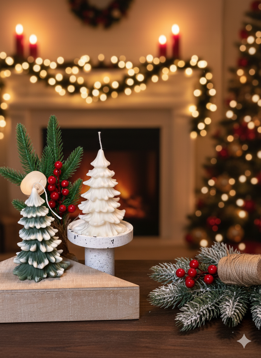 Christmas Tree Cedar Candles | Holiday Decor-2