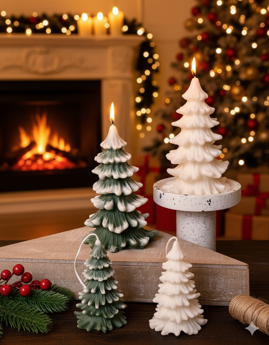 Christmas Tree Cedar Candles | Holiday Decor-1