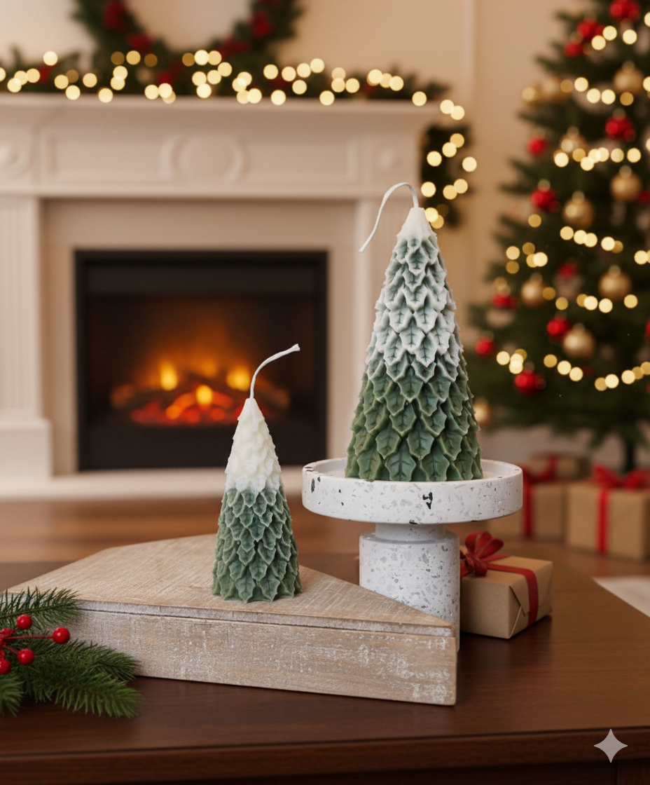 Christmas Pine Tree Candles | Festive Holiday Decor-0