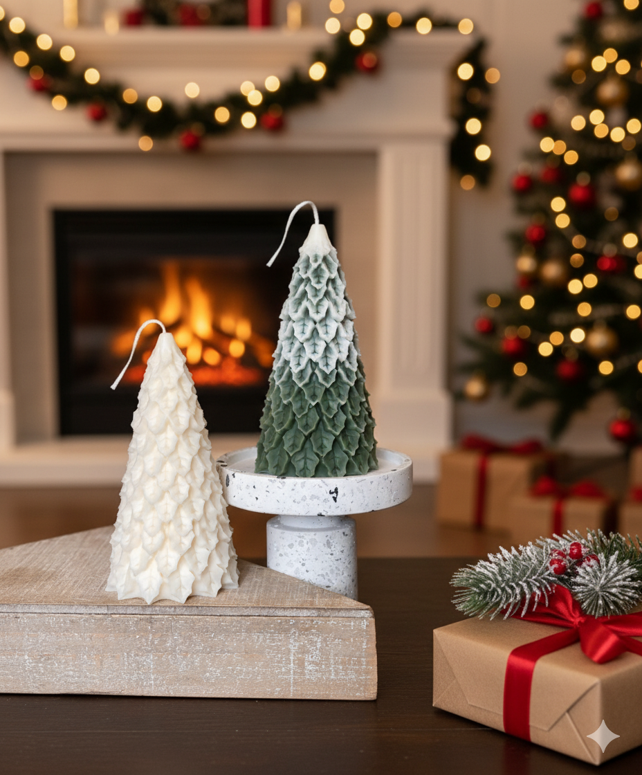 Christmas Pine Tree Candles | Festive Holiday Decor-2