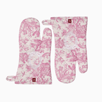 French Toile de Jouy Premium Cotton Oven Mitts
