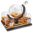 Coastguard Gift Whiskey & Wine Decanter Set & 4 Liquor Glasses-4