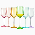 Colored Crystal Wine Glass Set of 6, Large Stemmed 12 oz-0