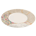 Silk Mosaic Porcelain Dinner Plate 11.25" Gold-Rimmed Kintsugi Style-4