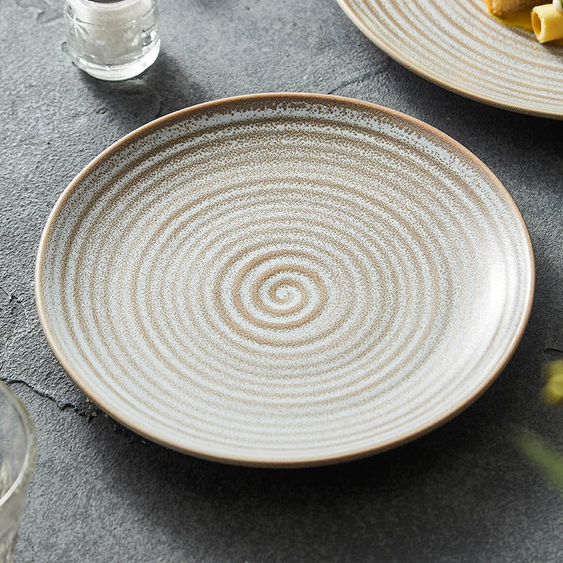 Nordic Ripple Ceramic Dinner Plate – Textured Minimalist Stoneware for Modern Dining-3