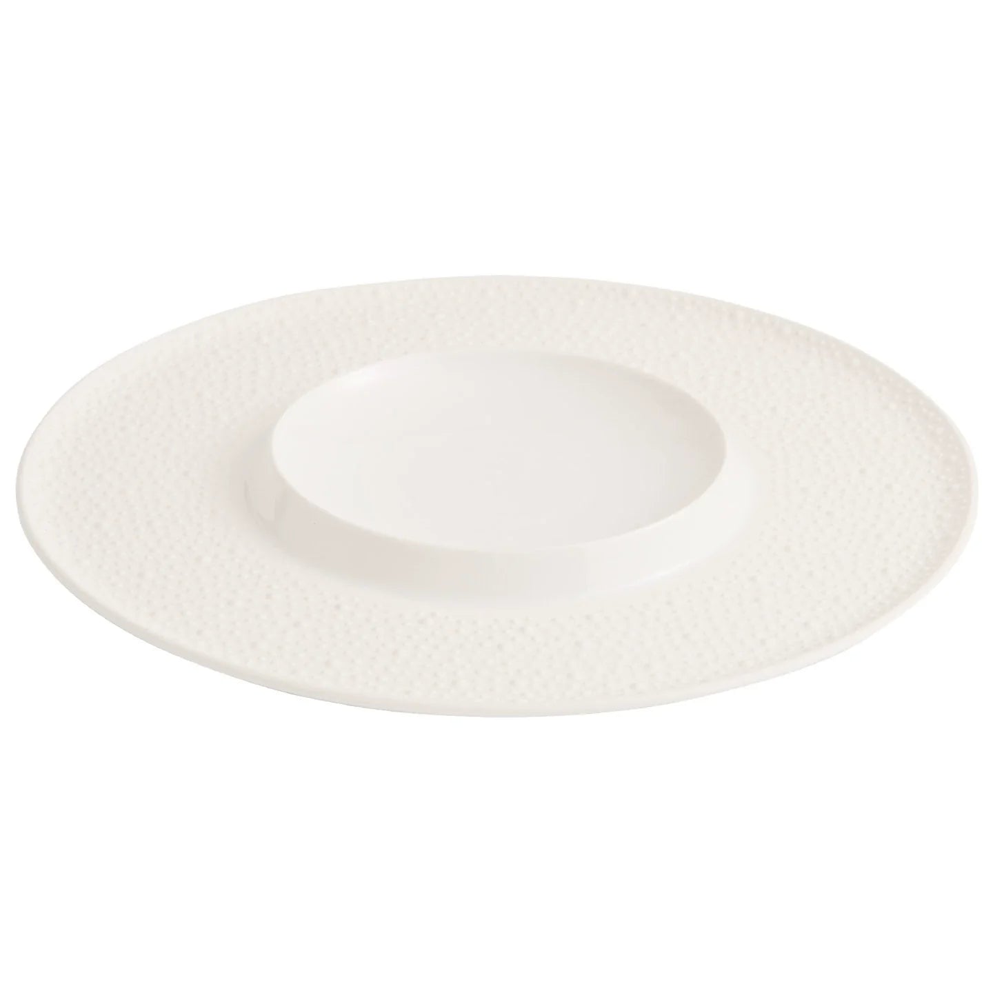Textured Rim Porcelain Dinner Plate | Inner Coupe Fine Dining Plate-4