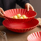 Luxury Red Ceramic Serving Bowl with Golden Rim – 9" / 10.5" / 11.5"-3
