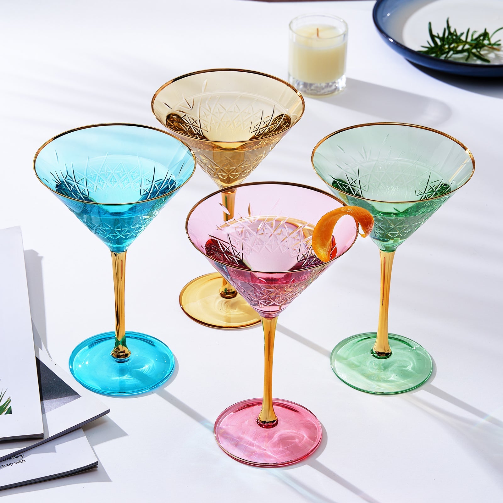 Crystal Martini Glasses Colored - Set of 4-1