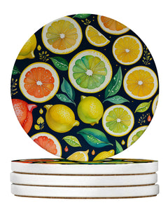 Colorful Lemons Large Sandstone Coasters Pack of 4