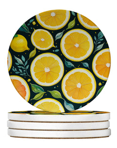 4" Colorful Lemons Sandstone Coasters (4 Pack)