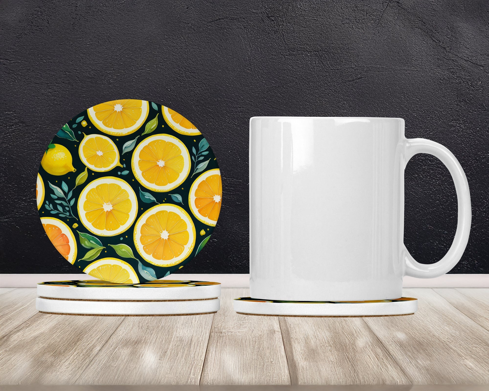 4" Colorful Lemons Sandstone Coasters (4 Pack)