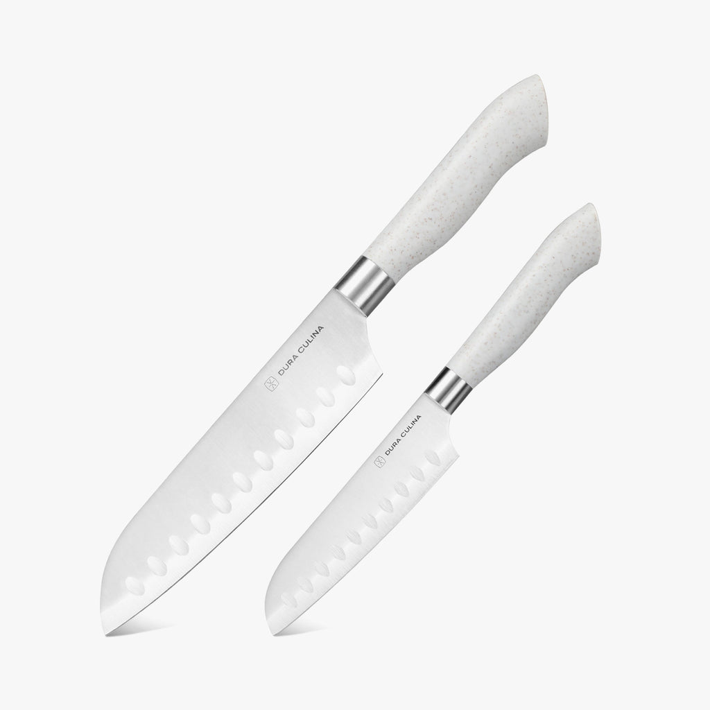 EcoCut 2 Piece Santoku Knife Set With Blade Guards, Grey-0