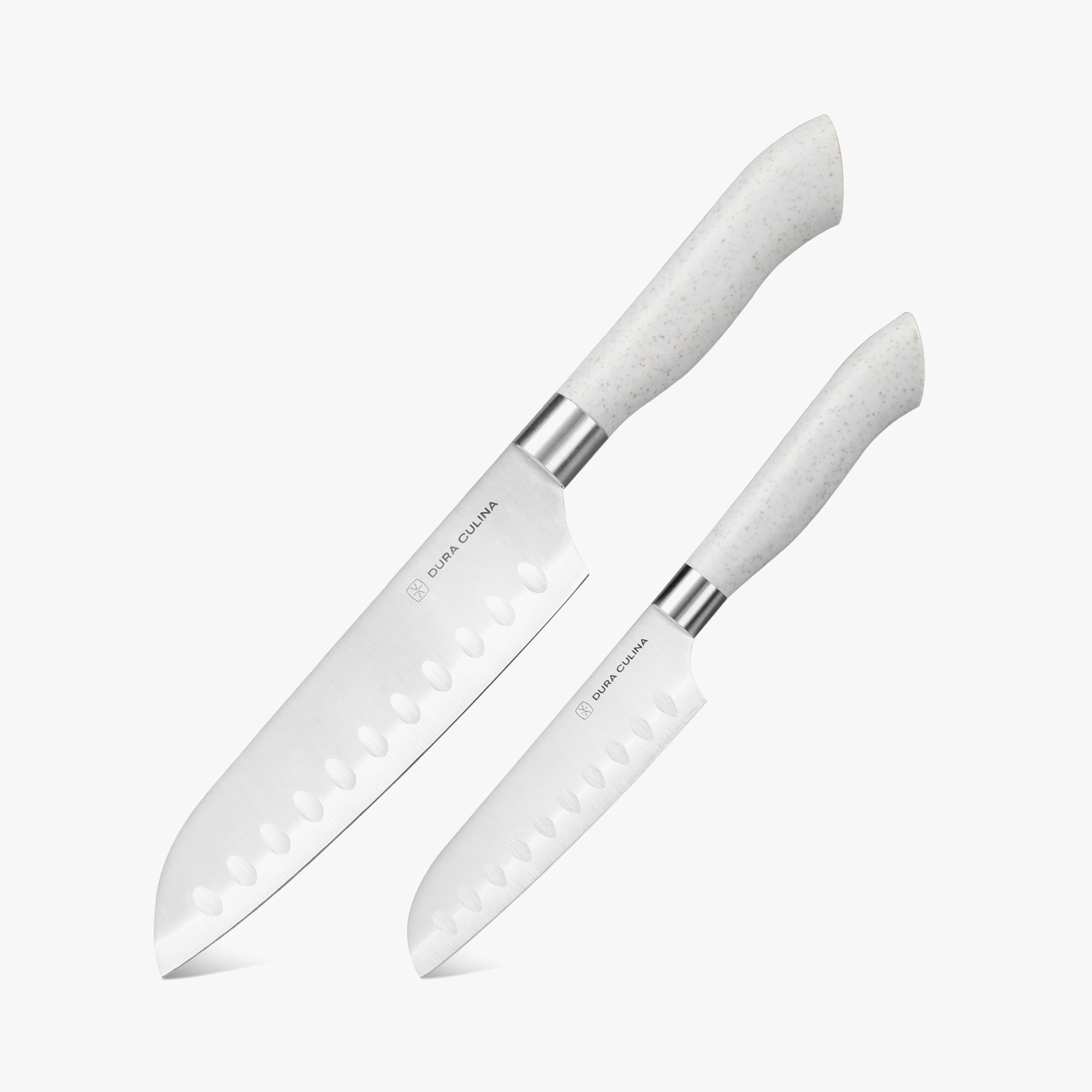 EcoCut 2 Piece Santoku Knife Set With Blade Guards, Grey-0