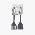 2-Piece Nylon Turner Set - Slotted & Solid Turner with Silicone Edge, Scratch-Proof, Heat Resistant Soft Grip Handles-0