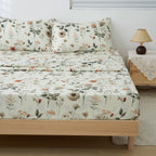 DaDalogy Enchanted Meadow Bed in a bag Set - Victoria Garden Delicate Floral Symphony in Beige, Rose, and Soft Green, Luxuriously Soft Quilted Set-3