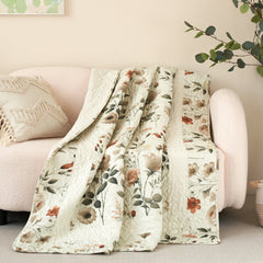 DaDa Bedding Collection Enchanted Meadow Reversible Floral Cozy Lightweight Lap Throw - Perfect for Couch or Bed, Beige Victorian Garden Pallete, All-Season Comfort, Machine Washable, 50x60 Inches-3