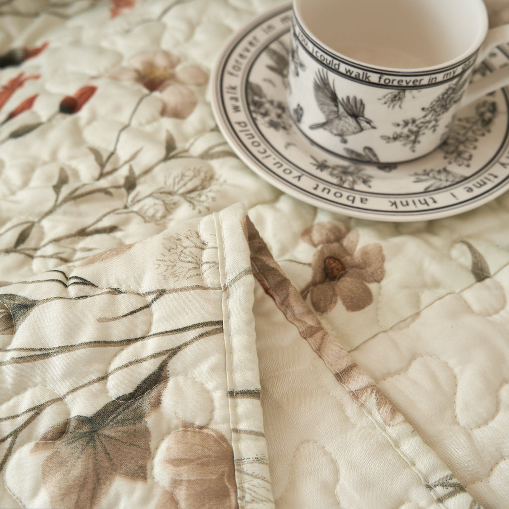 DaDa Bedding Collection Enchanted Meadow Reversible Floral Cozy Lightweight Lap Throw - Perfect for Couch or Bed, Beige Victorian Garden Pallete, All-Season Comfort, Machine Washable, 50x60 Inches-4