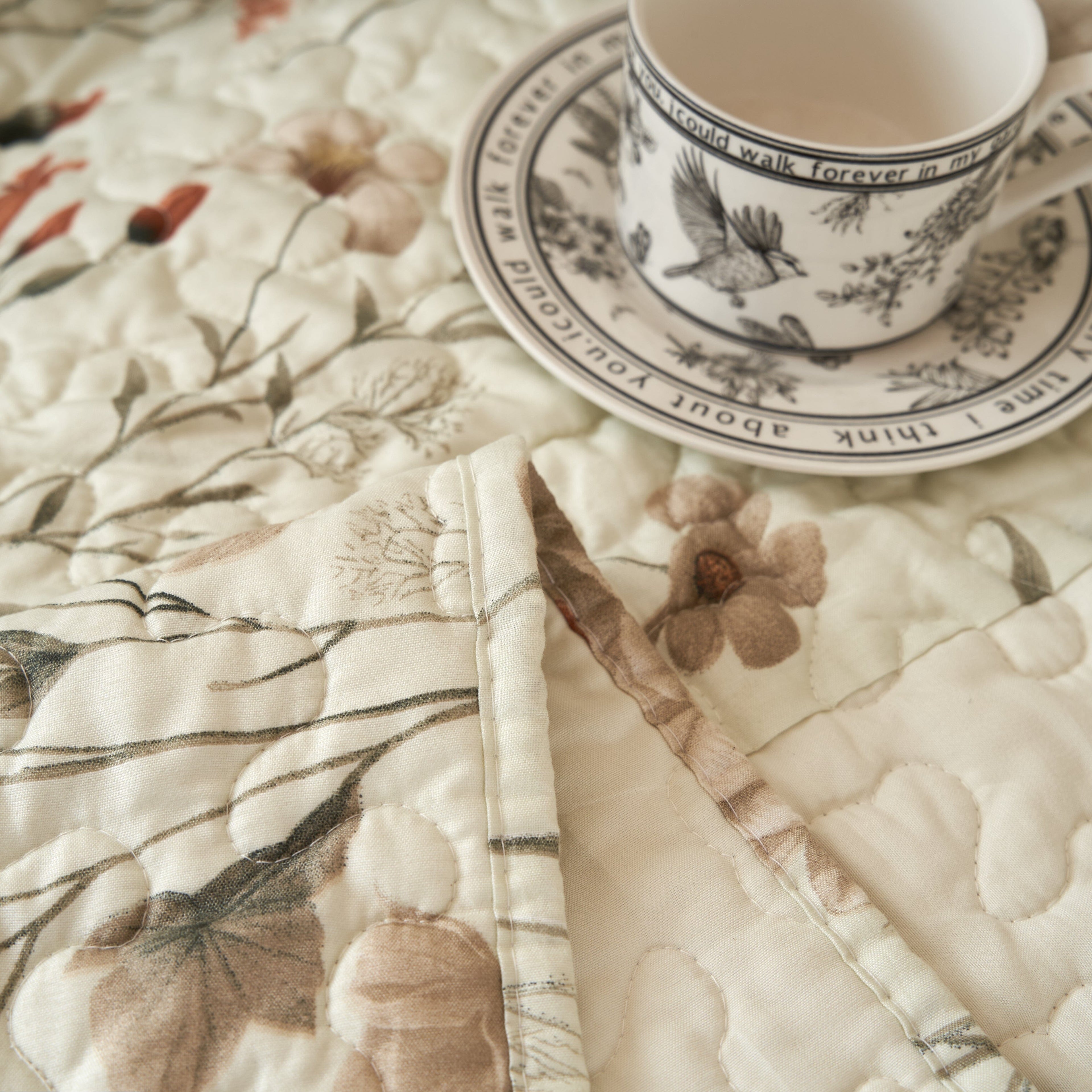 DaDa Bedding Collection Enchanted Meadow Reversible Floral Cozy Lightweight Lap Throw - Perfect for Couch or Bed, Beige Victorian Garden Pallete, All-Season Comfort, Machine Washable, 50x60 Inches-4