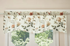 DaDa Bedding Collection Enchanted Meadow Semi-Sheer Valance - Floral Elegance in Beige, Rose, and Soft Green, Light Filtering See Through Microfiber, Rod Pocket Design, 18x52 Inches