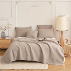 DaDa Bedding Neutral Taupe Beige Sandy Elegant Matelasse Cotton Quilted Bedspread Set (JHW-585)-0