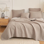 DaDa Bedding Neutral Taupe Beige Sandy Elegant Matelasse Cotton Quilted Bedspread Set (JHW-585)-2