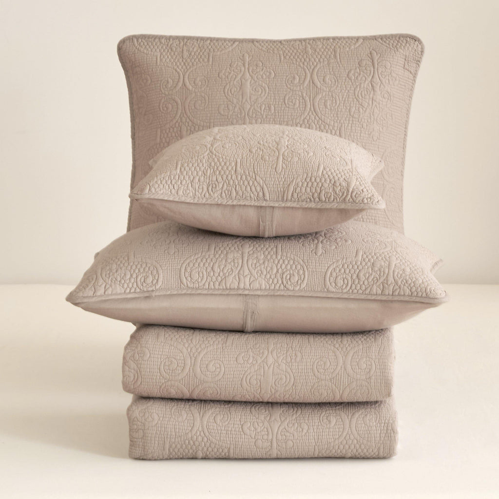 DaDa Bedding Neutral Taupe Beige Sandy Elegant Matelasse Cotton Quilted Bedspread Set (JHW-585)-1