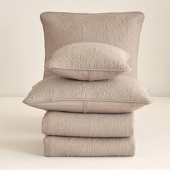 DaDa Bedding Neutral Taupe Beige Sandy Elegant Matelasse Cotton Quilted Bedspread Set (JHW-585)-1