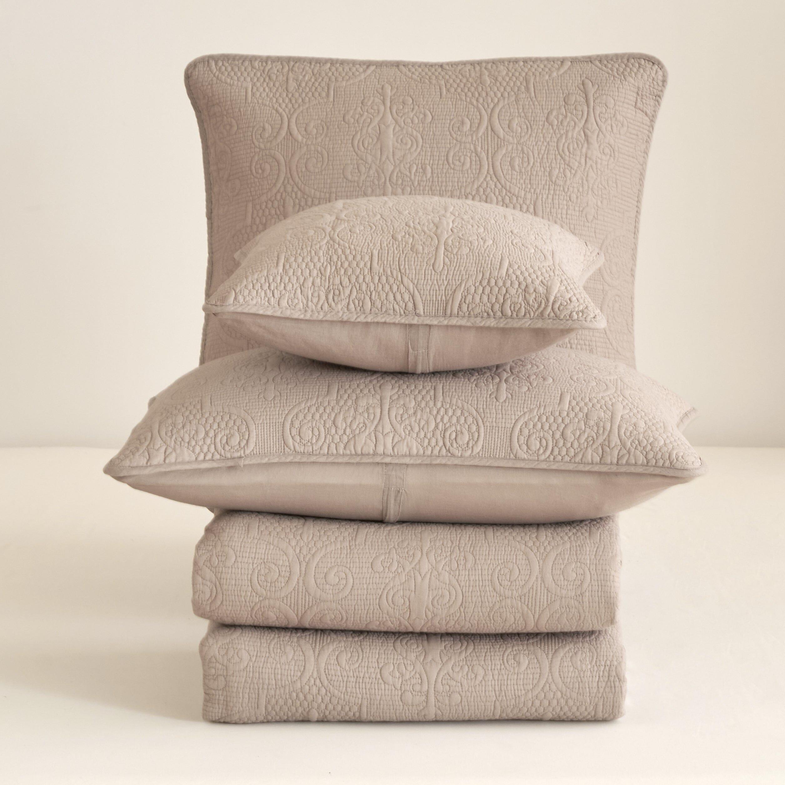 DaDa Bedding Neutral Taupe Beige Sandy Elegant Matelasse Cotton Quilted Bedspread Set (JHW-585)-1